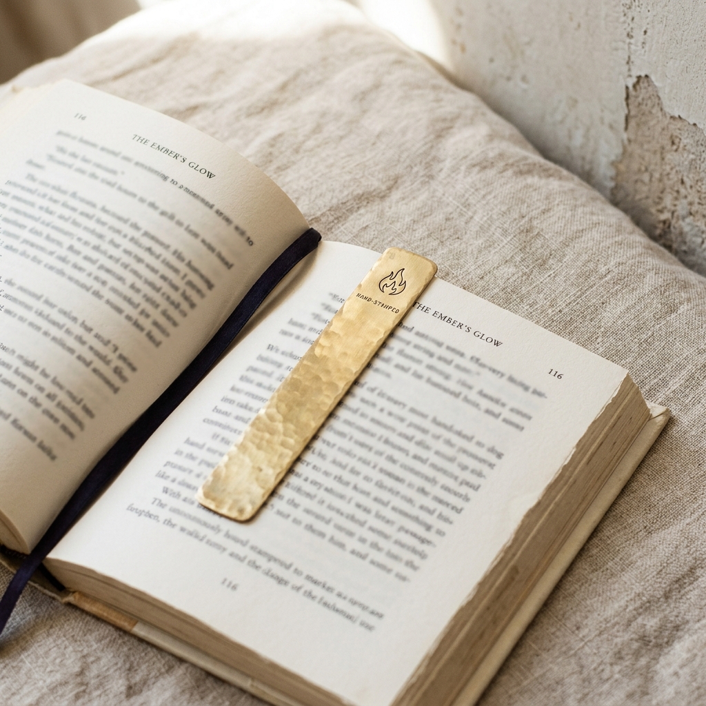 The Flame Bookmark — Brass
