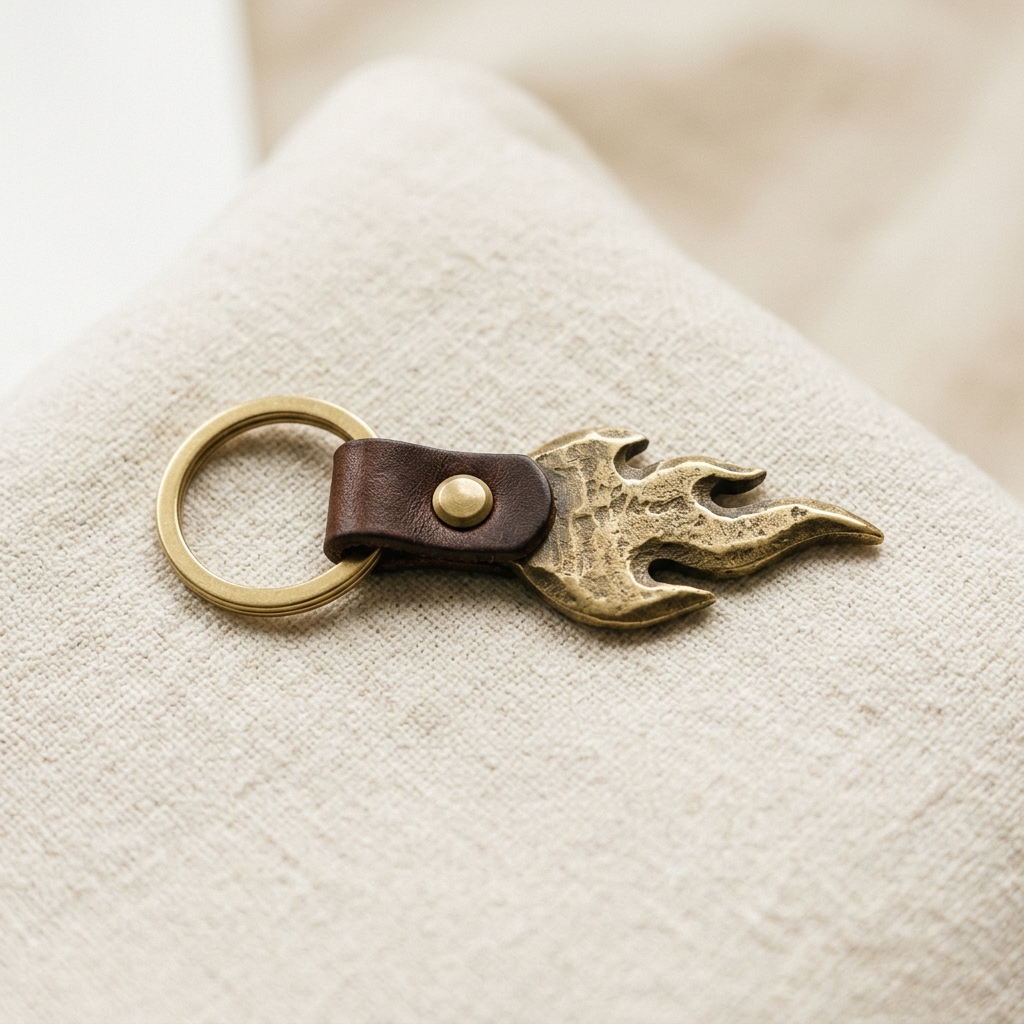 Brass Flame Keyring