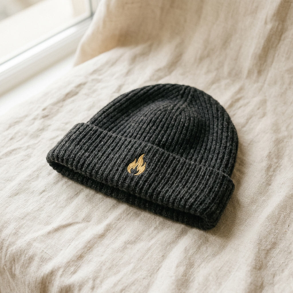 Embered Wool Beanie — Charcoal