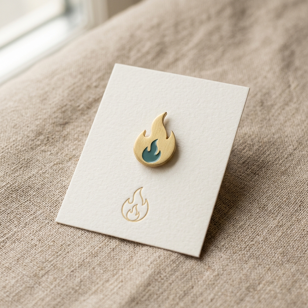 Lapel Pin: The Flame — Brushed Brass
